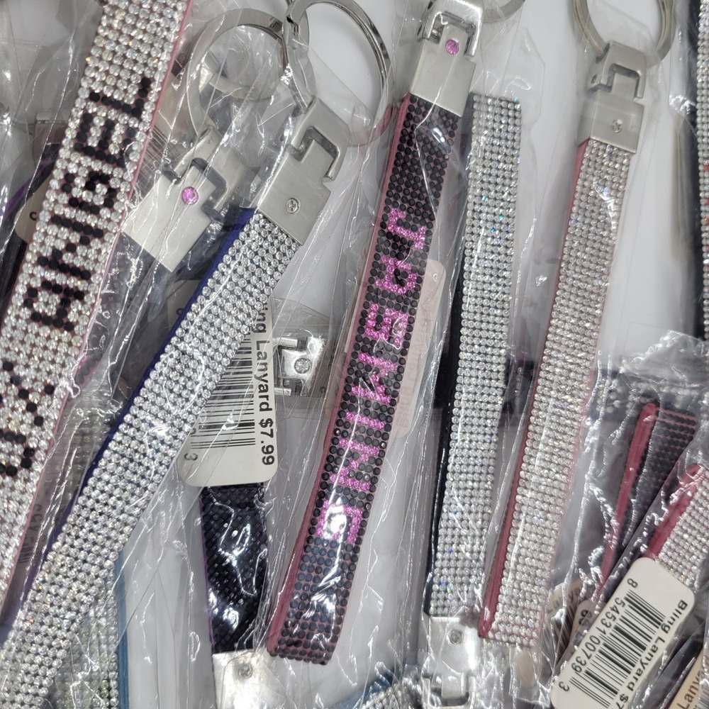 Bling Rhinestone Name Keychain Wristlet Bag Charm New Resellers Lot - Picture 11 of 16